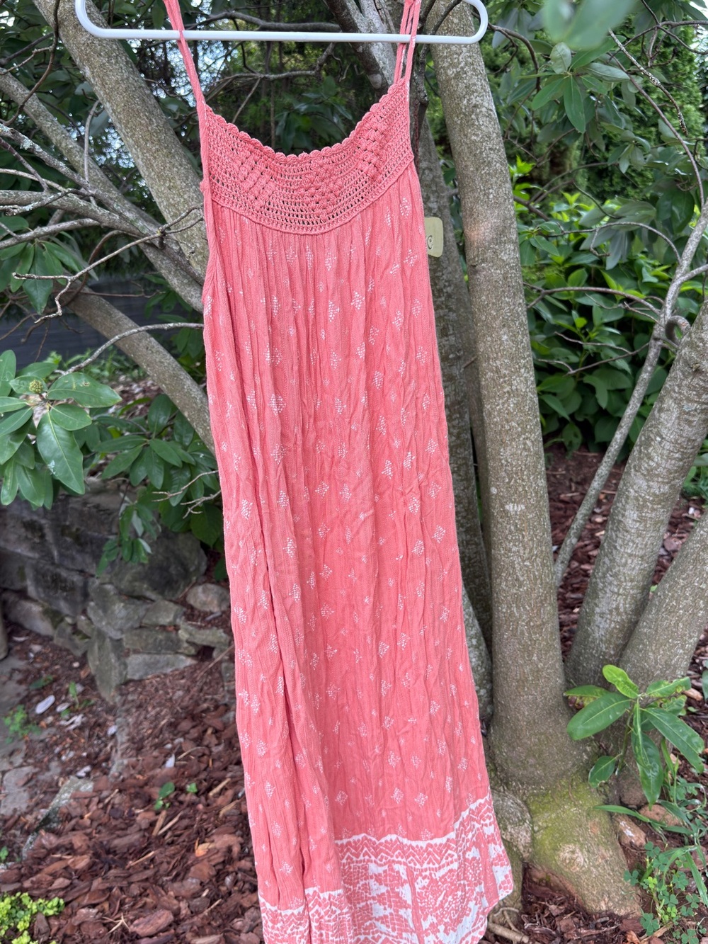 Rip Curl Coral Crochet-Accent Maxi Dress